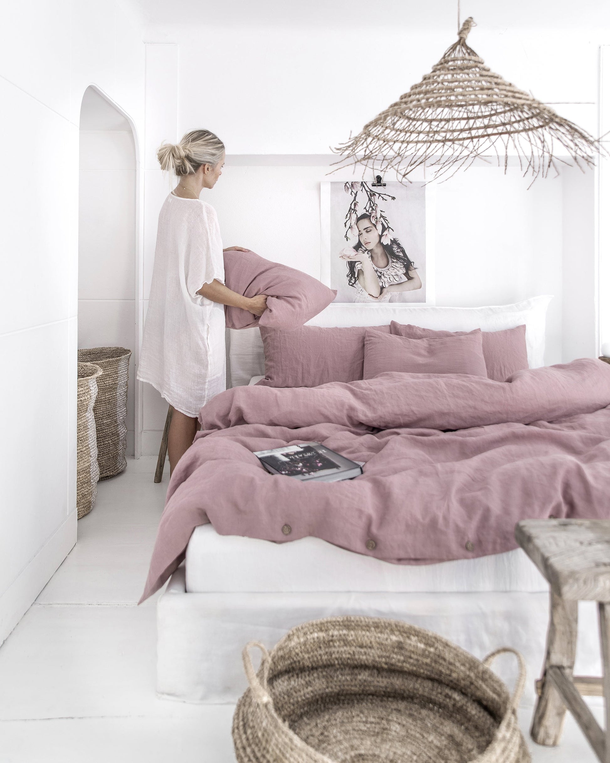 Custom size Woodrose linen duvet cover - MagicLinen