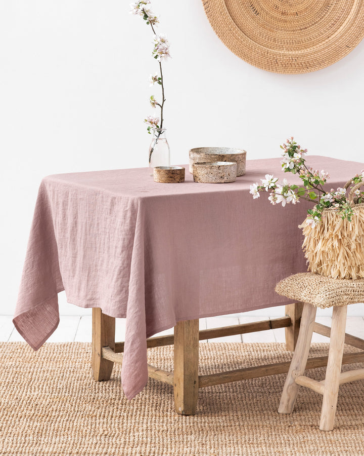 Custom size Woodrose linen tablecloth - MagicLinen